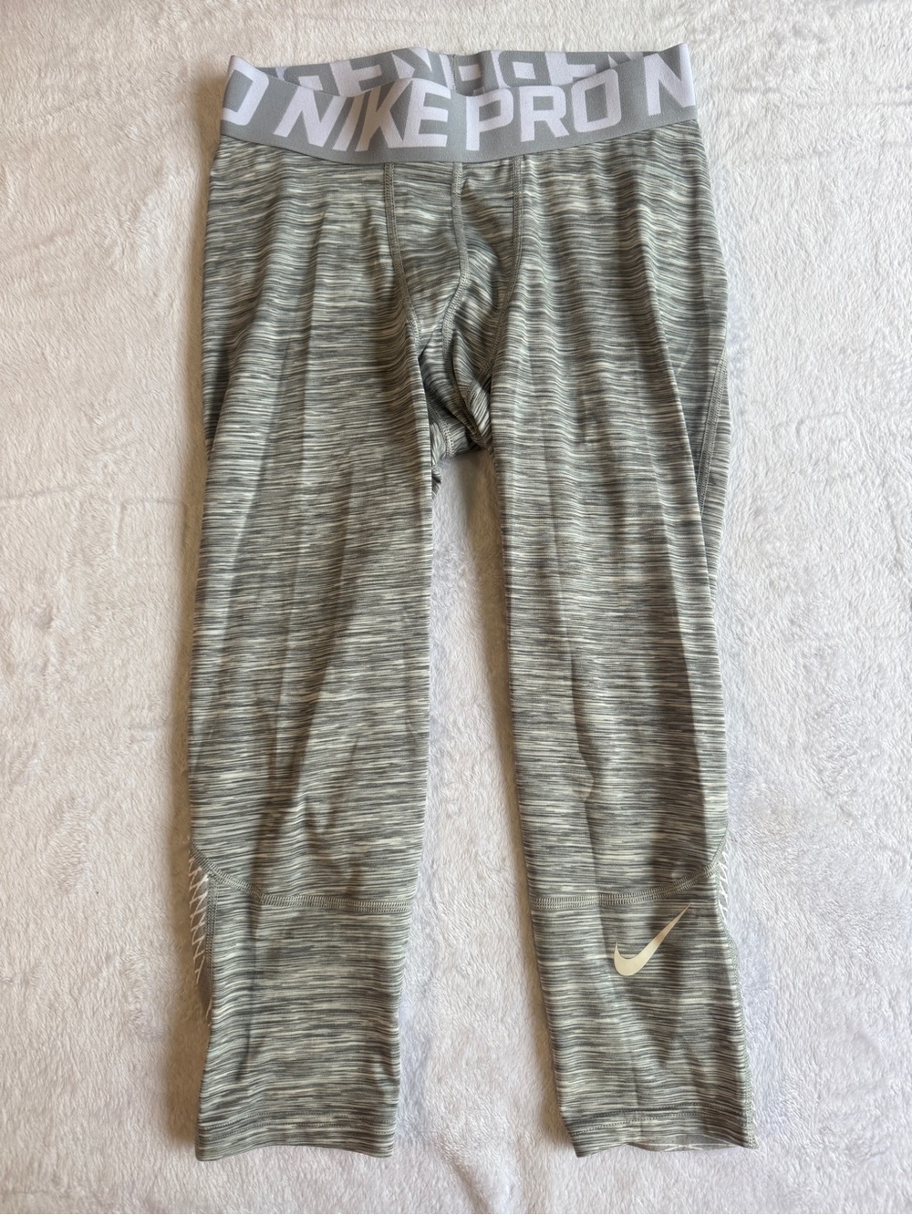 Nike Pro Compression Pants Mens M Gray 3/4 Tights Training